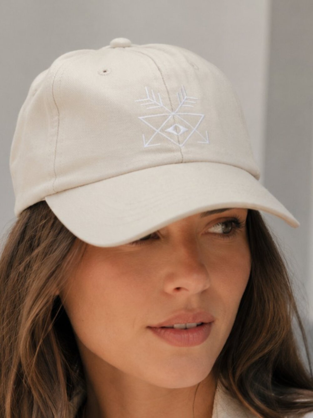 Web of Wyrd Beige Cotton Cap Norse Y2K Snapback Preppy